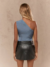 MISSGUIDED Ribbed Velour One Shoulder Asymmetric Neckline Bodysuit